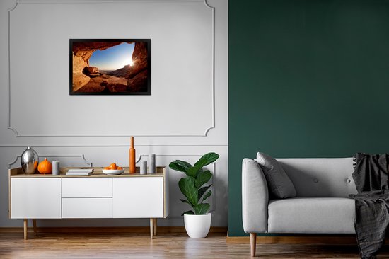 Fotolijst incl. Poster - Grot - Woestijn - Zon - Landschap - 60x40 cm - Posterlijst