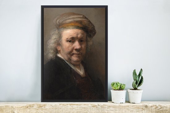 Cadre photo avec affiche - Autoportrait - Peinture de Rembrandt van Rijn - 40x60 cm - Cadre pour affiche