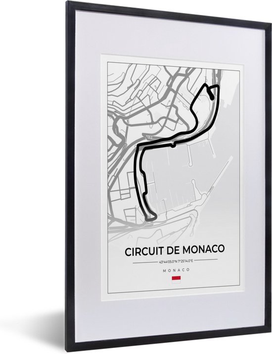 Poster Encadré Circuit De Monaco F1 | Cadre Noir 40x60 Cm | Décoration Murale Sport Automobile