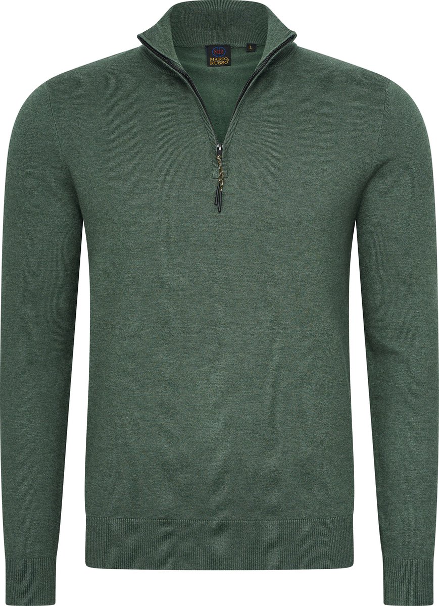 Mario Russo Half Zip Sweater - Trui Heren - Sweater Heren - Coltrui Heren - L - Eend Groen