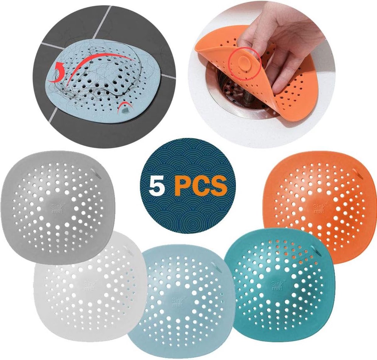 Filtre à Cheveux en Silicone, 4 Pcs Filtre Protecteur de Drain