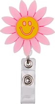Fako Bijoux® - Porte badge - Porte clés - Epingle à roulette - Infirmière - Soeur - Rond - Bloem Siliconen - Rose