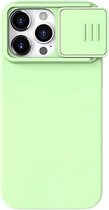 Geschikt voor Nillkin Apple iPhone 15 Pro Max Geschikt voor Mag Hoesje Camera Slider Mint Groen