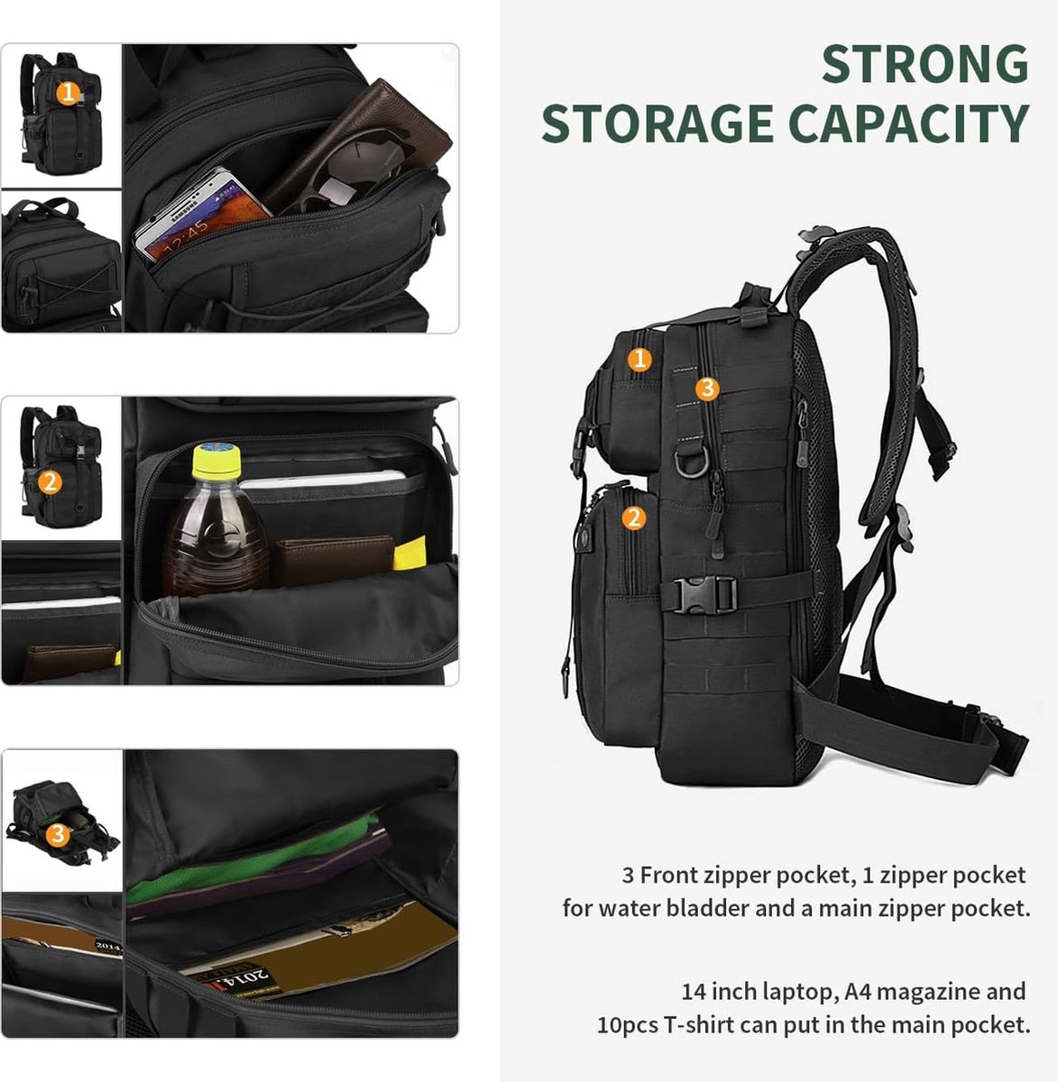 Sacs à dos randonnée,Sac à dos de ceinture tactique pour hommes, 5l