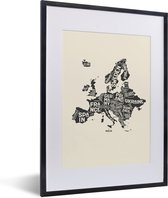 Fotolijst incl. Poster - Illustratie kaart van Europa - 30x40 cm - Posterlijst
