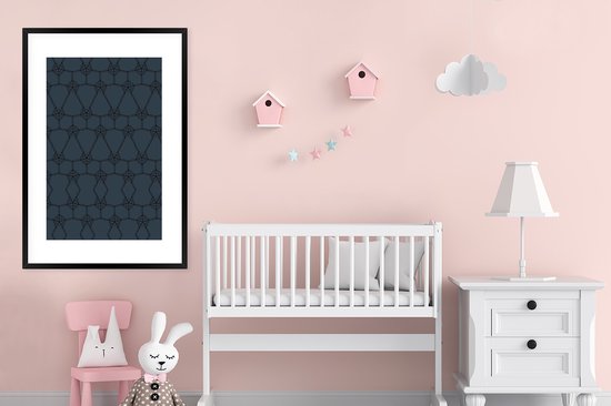 Luxe motif de fleurs et de lignes noires sur fond bleu foncé 80x120 cm