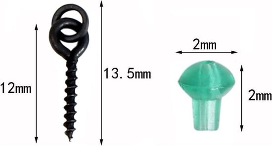 100 Delig - Rubberen Haak Stops en Vishaak Schroeven Set- Karper Vissen Accessoires voor Bevestiging van Aas - Hoge Kwaliteit en Veelzijdig - Set van 50 — afbeelding 3