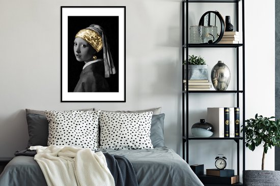 Fotolijst incl. Poster - Meisje met de parel - Johannes Vermeer - Goud - 60x90 cm - Posterlijst
