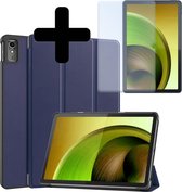 Hoes Geschikt voor Lenovo Tab M10 5G Hoes Luxe Hoesje Book Case Met Screenprotector - Hoesje Geschikt voor Lenovo Tab M10 5G Hoes Cover - Donkerblauw