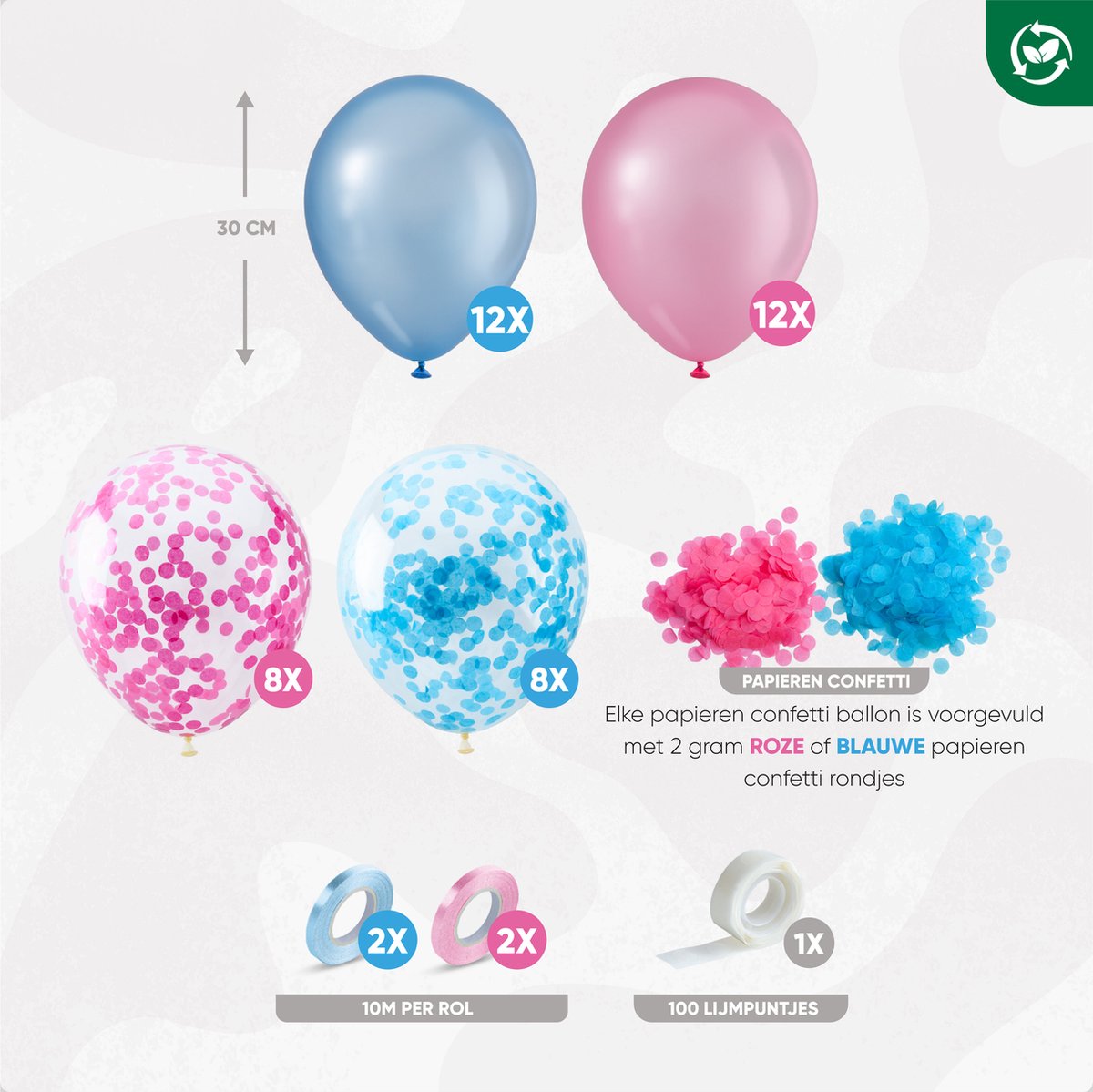Fissaly 40 Stuks Gender Reveal Baby Shower Ballonnen - Decoratie Boy or Girl Party - Feestpakket Versiering – Geslachtsbepaling Jongen & Meisje – Zwangerschap Aankondiging — afbeelding 2
