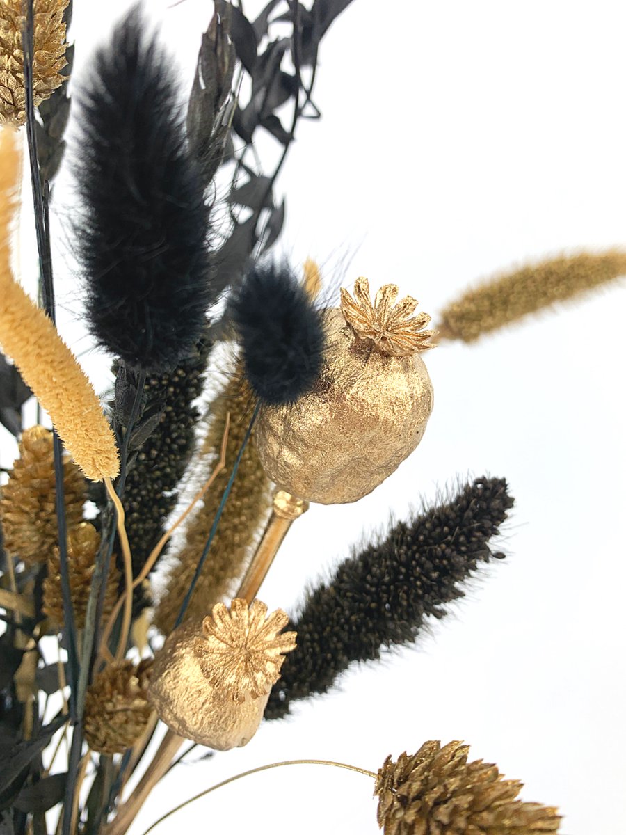 Droogbloemen boeket "Golden Ely" inclusief vaas | 70cm | Chique en Sfeervol | Een perfecte en stijlvolle toevoeging op jouw interieur — cadeau in Wonen & Interieur - foto 3