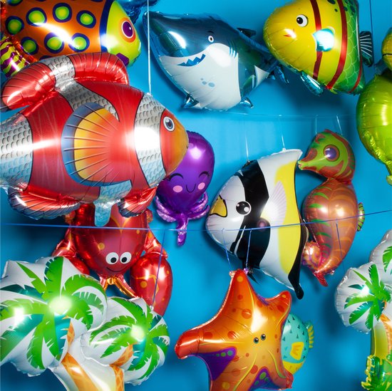 Folieballon XXL, haai, onderwater, dierenmotief, helium