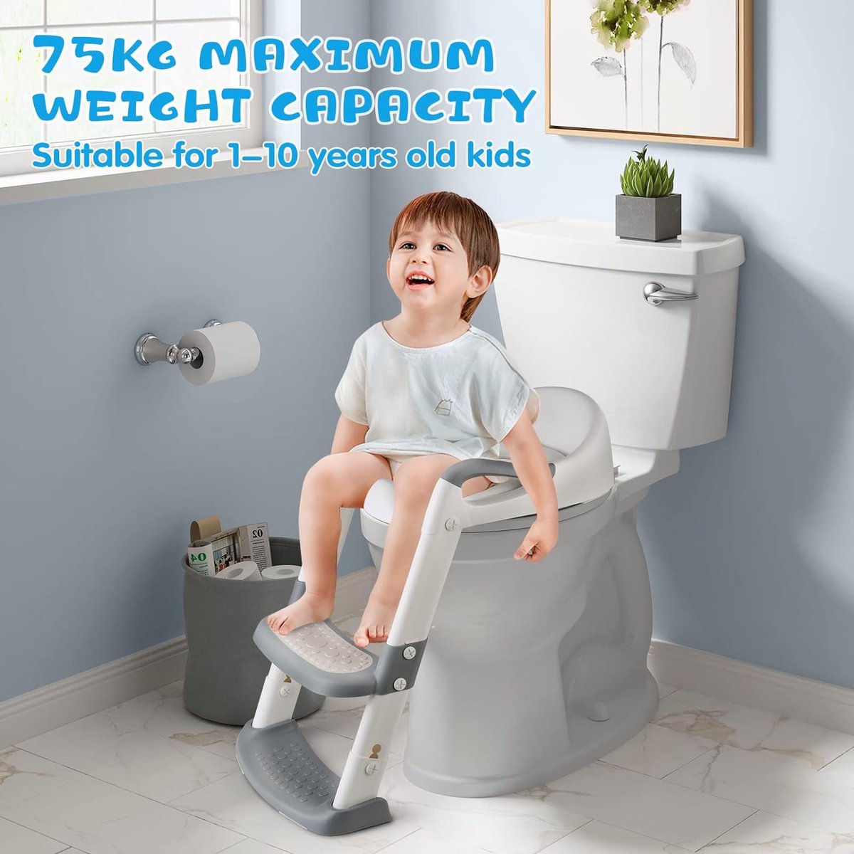 Reducteur de wc Siège de Toilette Enfant Pliable, Reducteur de Toilette  Bébé avec Marches Larges, Escalier Toilette Enfant avec Lunette