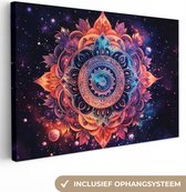 Canvas Schilderij Mandala - Galaxy - Kleuren - 120x80 cm - Wanddecoratie