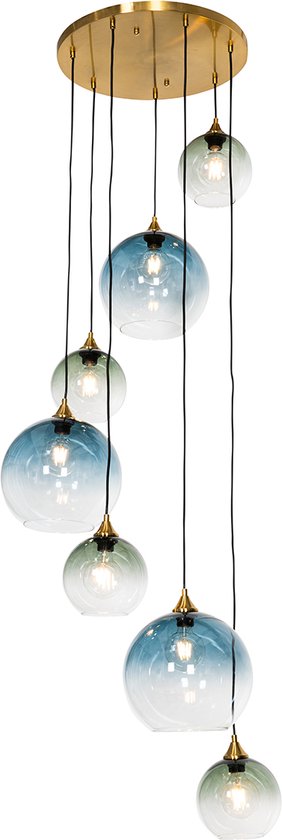QAZQA sandra - Art Deco Grote hanglamp voor boven de eettafel | in eetkamer - 7 lichts - Ø 65 cm - Messing - Woonkamer | Slaapkamer | Keuken