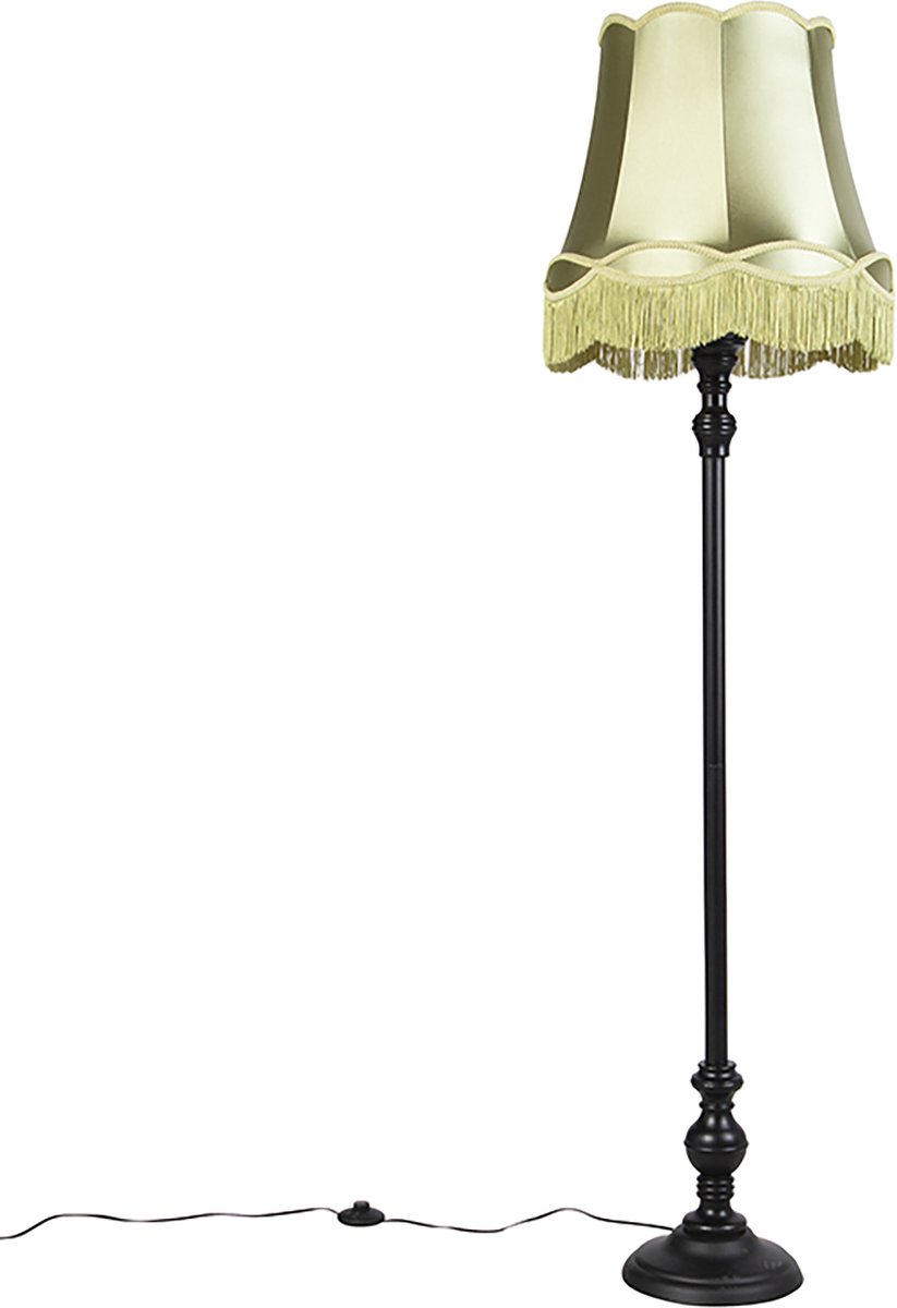 QAZQA classico - Klassieke Dimbare LED Smart Vloerlamp | Staande Lamp met kap incl. wifi met Dimmer - 1 lichts - H 166 cm - Groen - Woonkamer | Slaapkamer | Keuken