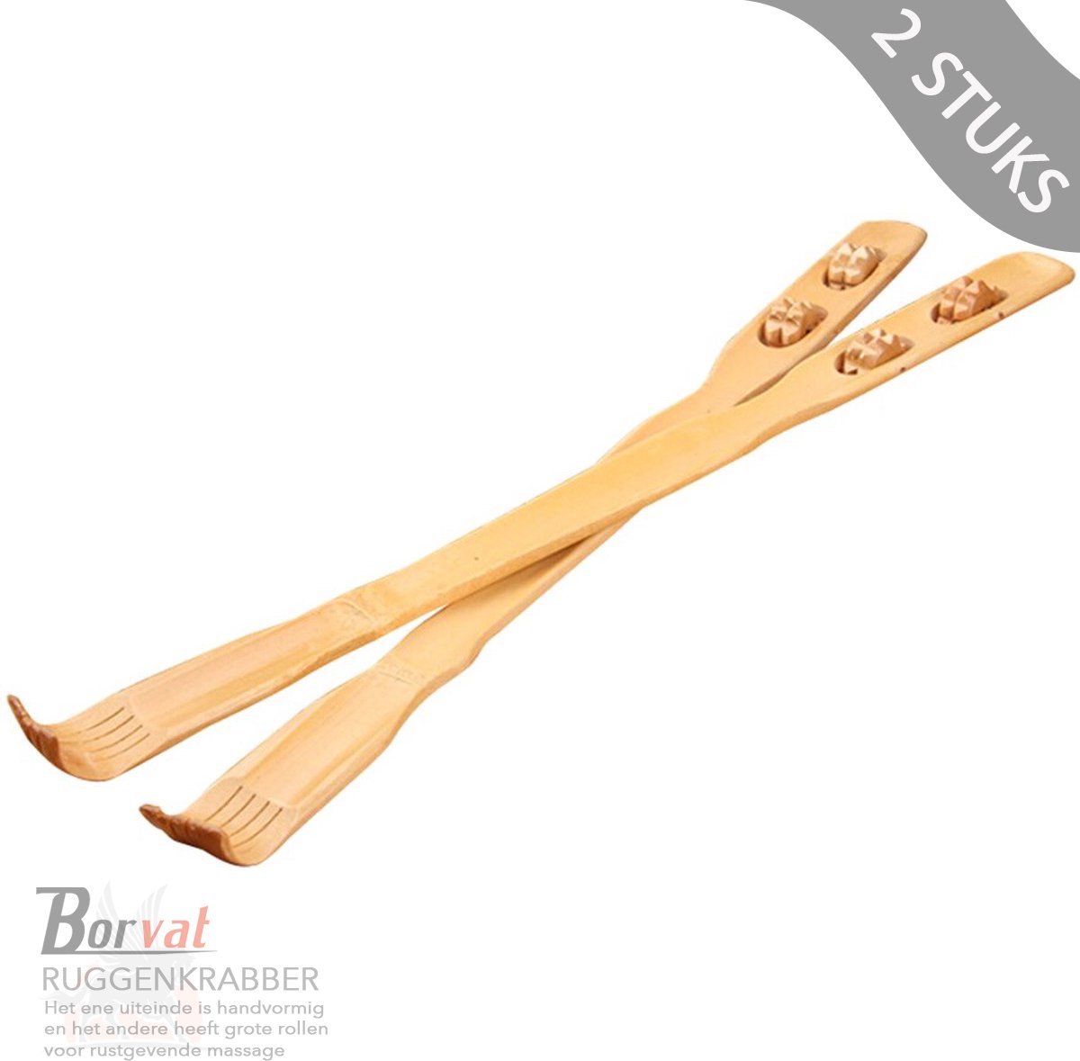 Goedkoopste Borvat® - 2-In-1 Bamboe Rugkrabber & Massage Roller - Rugmassage Stok - Rug Massage Apparaat - 2 Stuks