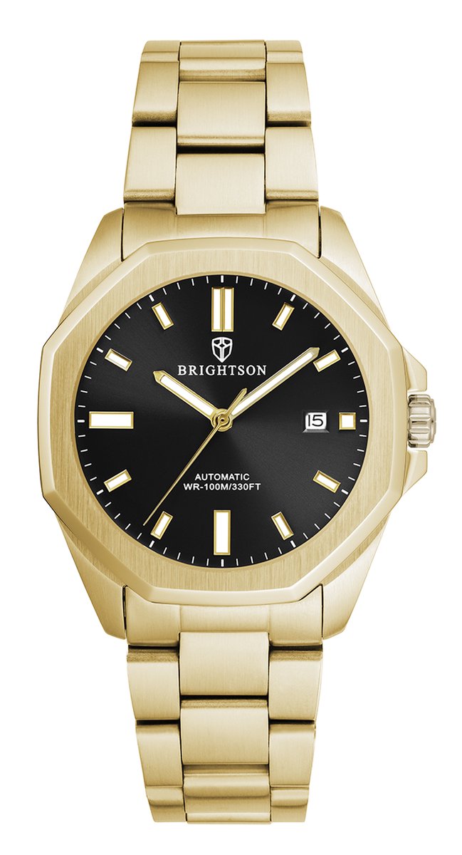 Brightson The Prestige - Horloge heren automatisch - Waterdicht - Saffierglas - 316L roestvrijs staal - Goud / Zwart