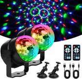 Ball disco rotative à 360 ° avec Effets de lumière 7 couleurs - 3 modes, télécommande, câble de données USB - Convient pour fête, anniversaire, club, DJ, Noël