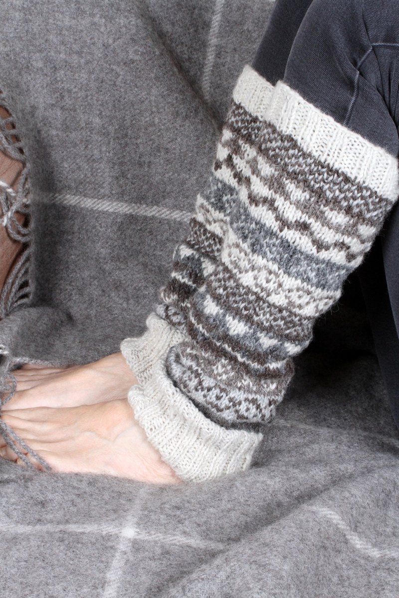 Pachamama - Wollen beenwarmers met ingebreide patronen - Naturel - Finisterre - Fair trade - 100% wol