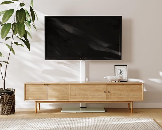 FITUEYES TV-standaard vloer voor 32-60 inch TV, 70° draaibaar & 8 hoogte verstelbaar voor vlakke & gebogen LCD LED OLED TV enz, Max VESA 600x400mm