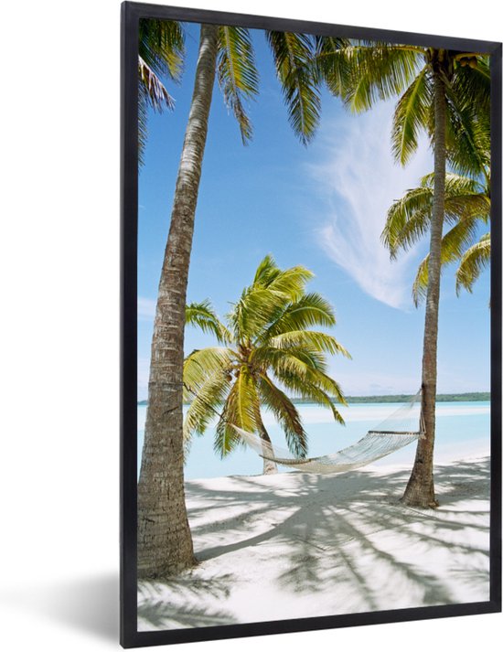 Fotolijst incl. Poster - Palmboom - Hangmat - Zand - 40x60 cm - Posterlijst