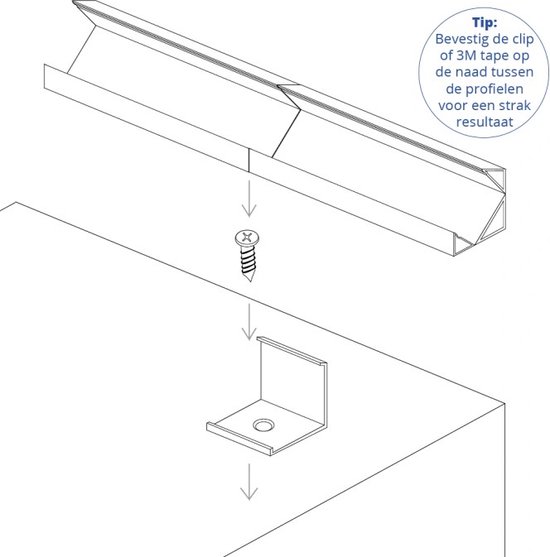 Aftertech® 3030C 30x30mm GROOT ALUMINIUM HOEKPROFIEL 1M VOOR LED STRIP STRIPS STIJVE BAR MATTE AFDEKKING