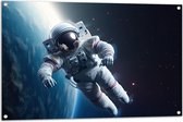 Tuinposter – Astronaut - Mens - Ruimte - Aarde - Sterren - 105x70 cm Foto op Tuinposter (wanddecoratie voor buiten en binnen)