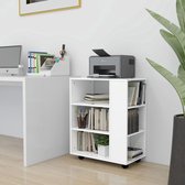 The Living Store Mobile Cabinet Armoire roulante - 60 x 35 x 75 cm - Bois traité durable - Wit
