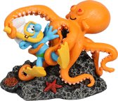 Smurfs Aquadella - Aquariumdecoratie - Vissen - Smurfen Onder Water Octopus 13,4x7,9x9,8cm Meerkleurig - 1st