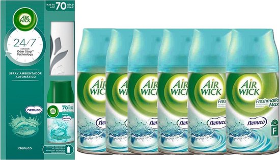 Air Wick Voordeelset Nenuco - Freshmatic Auto Spray Kit + Freshmatic Refill Voordeelverpakking 6 x 250 ML