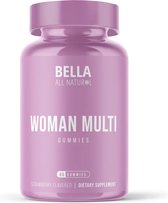Bella All Natural - Women Multi Gummies - Aardbeien smaak - Vitamines en Mineralen speciaal afgestemd op de behoeften van vrouwen - Appelzuur, vitamine B9, vitamine E, jujubezaad extract, vitamine B3, vitamine B12