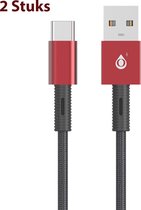 M.TK USB-C Anti-Buigen Kabel 1M | USB naar USB-C Kabel | USB C naar USB A Kabel 1M - Silver & Red mixed colors (2 Stuks)