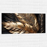 Muursticker - Zwarte en Gouden Palmbladeren - 100x50 cm Foto op Muursticker