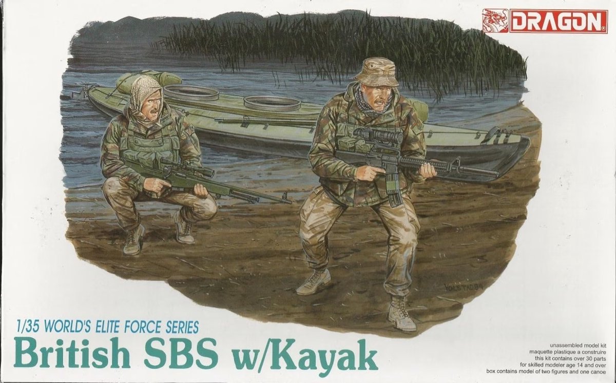 Dragon Modelbouwpakket Militaire voertuigen - 3023 British SBS w/Kayak - Worlds Elite Force Series Plastic - 1:35 - Modelbouw