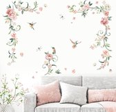 Pioenroos Bloem Muurstickers Roze Bloesem Vogels Muurtattoo Slaapkamer Woonkamer Sofa TV Achtergrond Wanddecoratie