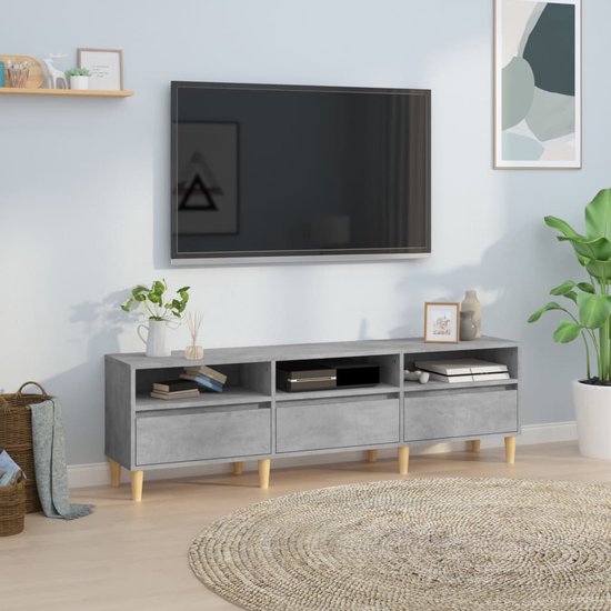 The Living Store Tv-kast - Betongrijs - 150 x 30 x 44.5 cm - Duurzaam materiaal