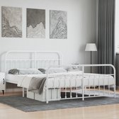 The Living Store Bedframe XL - Robuust Staal - Opbergruimte - Wit - 219x187x100 cm