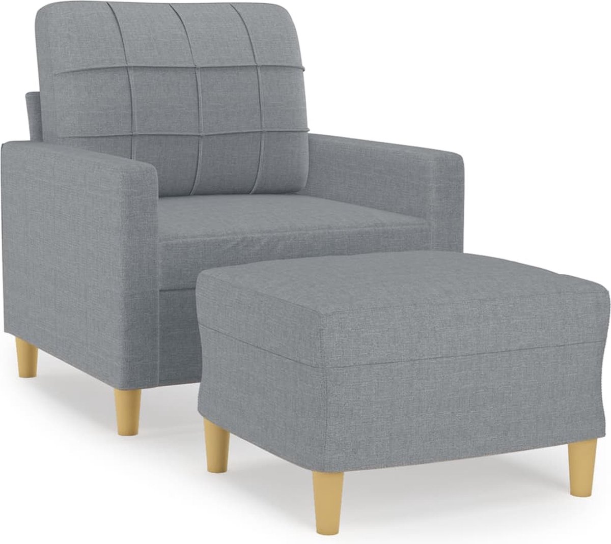 vidaXL Fauteuil - met - voetenbank - 60 - cm - stof - lichtgrijs