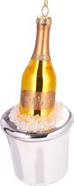 BRUBAKER Champagnekoeler met Fles - Handbeschilderde Kerstbal van Glas - Handgeblazen Kerstboomversieringen, Grappige Figuren, Decoratieve Hangers Boombal - ca. 14,5 cm