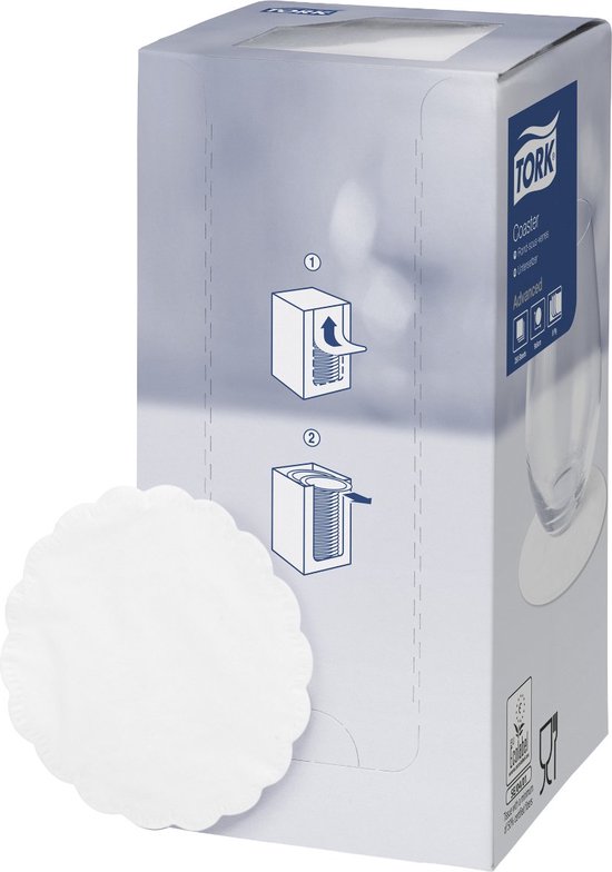 Tork - Onderzetters - 9 cm - rond - wit - 250 stuks
