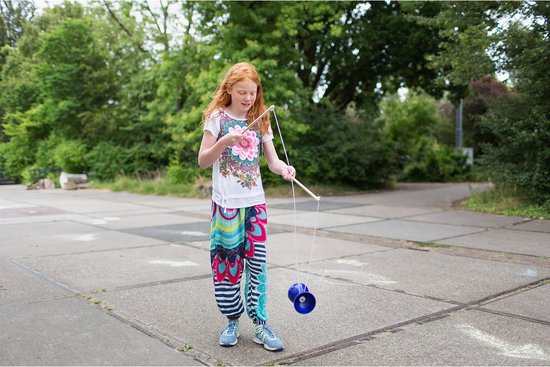 BS Toys Diabolo Rubber - Speelgoed - Buitenspeelgoed voor Kinderen - Met Houten Stokjes - Voor Jongens en Meisjes - Vanaf 6 Jaar - Blauw - Circus speelgoed - Buiten speelgoed - Buitenspel - Buiten Spellen - Tuin Speelgoed - Cadeau kind