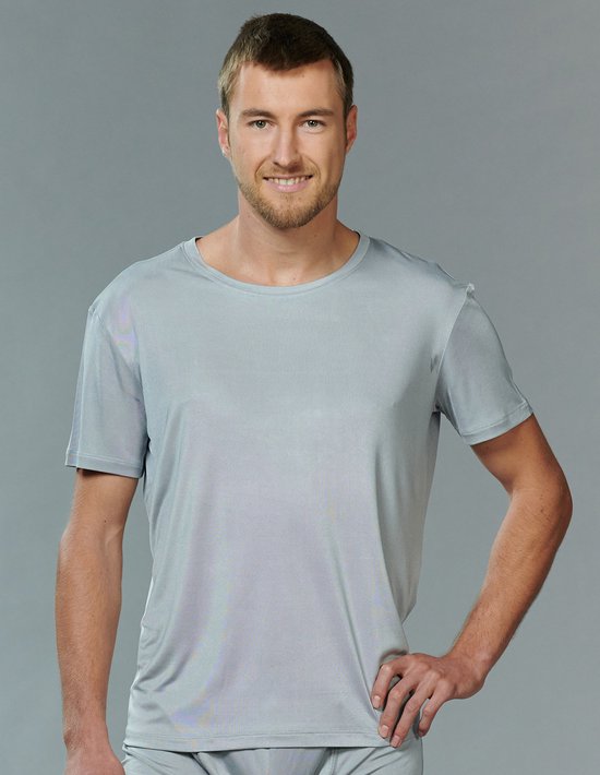 T-shirt Homme Soie Col Rond Grijs Extra Large - 100% Soie
