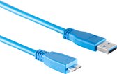 Powteq - 5 meter premium USB 3.0 kabel - USB A naar micro USB 3.0 - Blauw