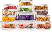KICHLY Plastic luchtdichte voedselopslagcontainers - Set van 24 (12 containers en 12 klikdeksels) Plastic voedselcontainers voor keuken, koelkast - lek bestendig, magnetron en vriezer - BPA-vrij