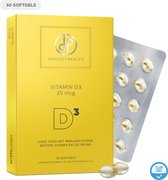 Perfect Health - Vitamine D3 25 mcg - Goed voor immuunsysteem, botten, spieren en celdeling - Hoog gedoseerd - 30 softgels