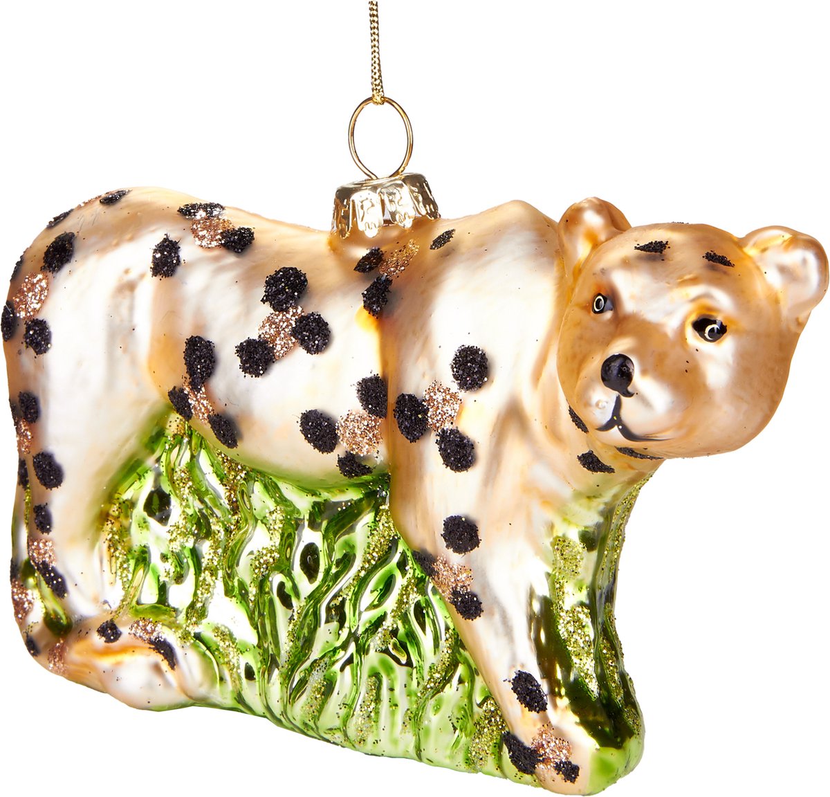 Brubaker Leopard - Handgeschilderde Glazen Kerstbal - Handgeblazen Kerstversiering - Grappige Kersthanger - Kerstboom Decoratie - 11,5 cm luipaard