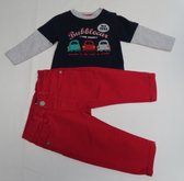 T shirt met lange mouw + Lange broek rood - 6 maand 68