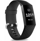 CHPN - Horlogebandje - Bandje geschikt voor Fitbit - Fitbit Charge 3 & 4 Sportbandje - Zwart - S/M - Horlogeband - Armband -Polsband - Stappenteller