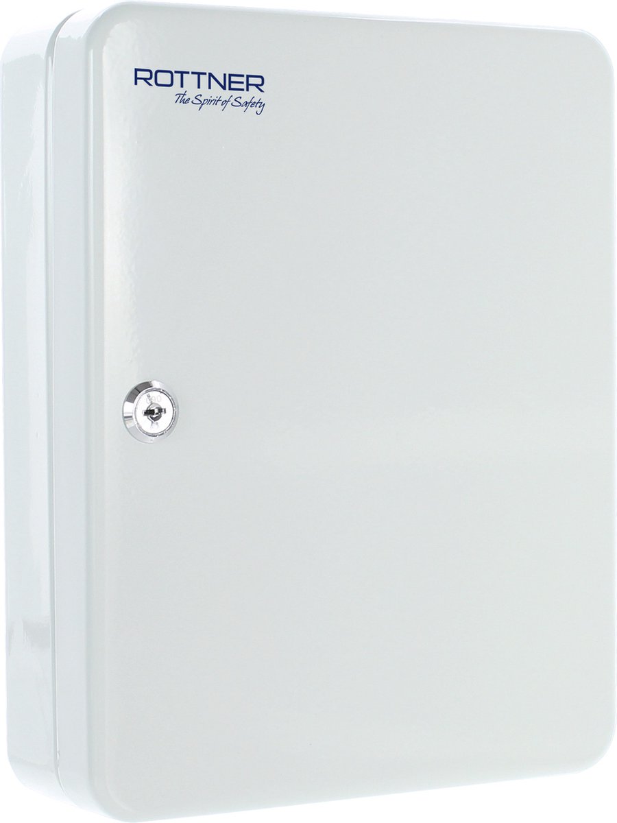 Rottner Sleutelkast SK30 – Sleutelkluis met Cilinderslot – voor 30 Sleutels – Sleutelkast voor Thuis en Kantoor – Wit – 30x24,5x8,5 cm
